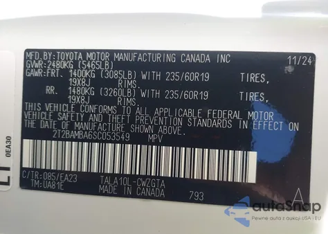 2025 Lexus Rx 350 из США, поврежденный, VIN 2T2BAMBA6SC053549